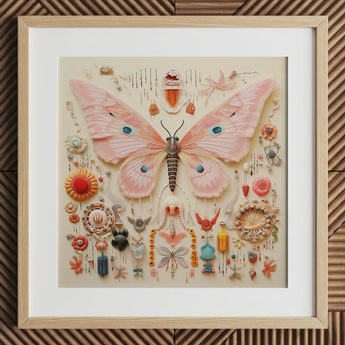 Spreadwinged Empress - Alien Butterfly Taxonomy Art Print, 12x12’’ / 31x31cm / Natuurlijke lijst / 2’’ Passe-partout, Posters Prints & Visuele Kunst