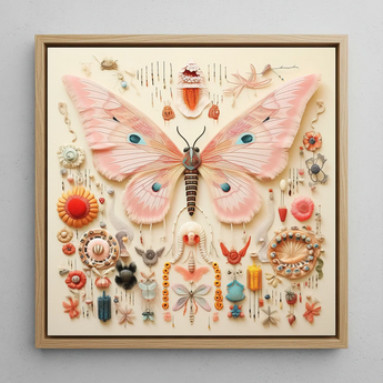 Spreadwinged Empress - Alien Butterfly Taxonomy Art Print / Canvas, 12x12’’ / 31x31cm / Natural Frame, Posters Prints & Visual Artwork,
