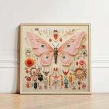 Delicate Pink Butterfly Sculpture Intricate Textured Wings Detailed Exquisite Taxonomy, Alien Species, Art