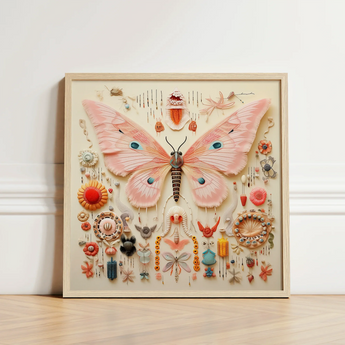 Delicate Pink Butterfly Sculpture Intricate Textured Wings Detailed Exquisite Taxonomy, Alien Species, Art