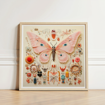 Delicate Pink Butterfly Sculpture Intricate Textured Wings Detailed Exquisite Taxonomy, Alien Species, Art