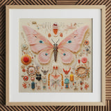 Spreadwinged Empress - Alien Butterfly Taxonomy Art Print / Canvas Delicate Pink Butterfly Sculpture Intricate Blue Eye Spots Exquisite