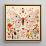 Spreadwinged Empress - Alien Butterfly Taxonomy Framed Canvas, 12x12’’ / 31x31cm / Natural Floating Frame, Framed Intricate Butterfly