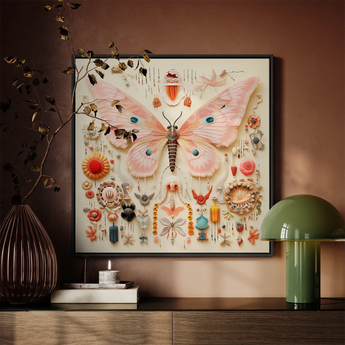 Spreadwinged Empress - Alien Butterfly Taxonomy Framed Canvas, Framed Butterfly Collage