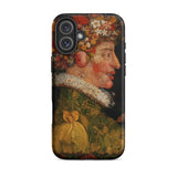 Spring - Giuseppe Arcimboldo Iphone Case, 16 Plus / Matte, Black Smartphone Case Detailed Floral Portrait