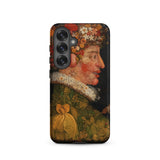 Spring - Giuseppe Arcimboldo Samsung Case, Galaxy S25 / Matte, Black Smartphone Case Artistic Floral Portrait
