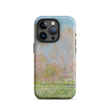 Spring in Giverny - Claude Monet Phone Case Iphone 15 Pro / Matte Protective Phone Case Soft-focus Impressionist Landscape Pale Pink Claude