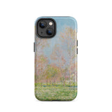 Spring in Giverny - Claude Monet Phone Case Iphone 14 / Matte Phone Case Soft-focus Impressionist Landscape Pale Pink Green Claude Monet