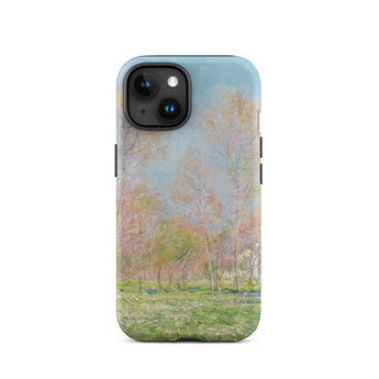 Spring in Giverny - Claude Monet Phone Case Iphone 15 / Matte Phone Case Soft Impressionistic Landscape Painting Pale Pink Claude Monet