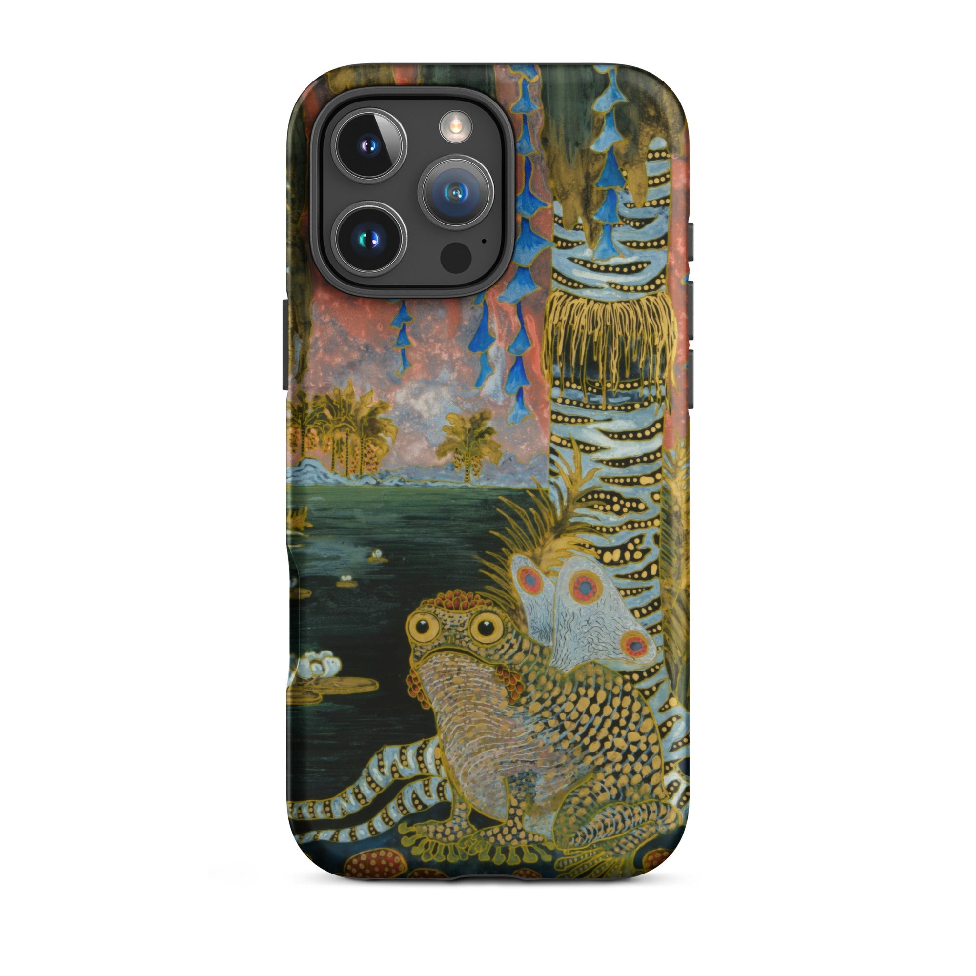 Spring Michalina Janoszanka Iphone Case, 16 Pro Max / Matte, Phone Case Whimsical Nature Inspired Design Large Eyed Frog Pond