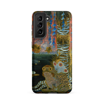 Spring - Michalina Janoszanka Samsung Case, Galaxy S21 Fe / Matte, Smartphone Case Whimsical Colorful Illustration Lizard-like Creature