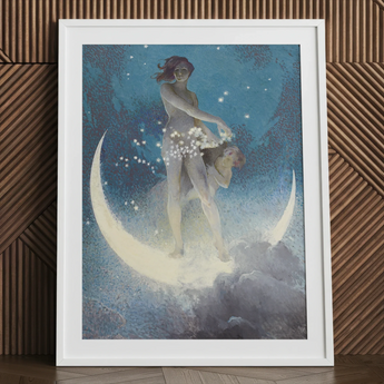 Spring Scattering Stars - Edwin Blashfield Art Print / Canvas, 24x32’’ / 61x81cm / White Frame / Matboard, Posters Prints & Visual Artwork,