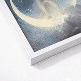 Spring Scattering Stars - Edwin Blashfield Art Print / Canvas White-framed Artwork Delicate Ethereal Figure Crescent Moon Starry, Prints
