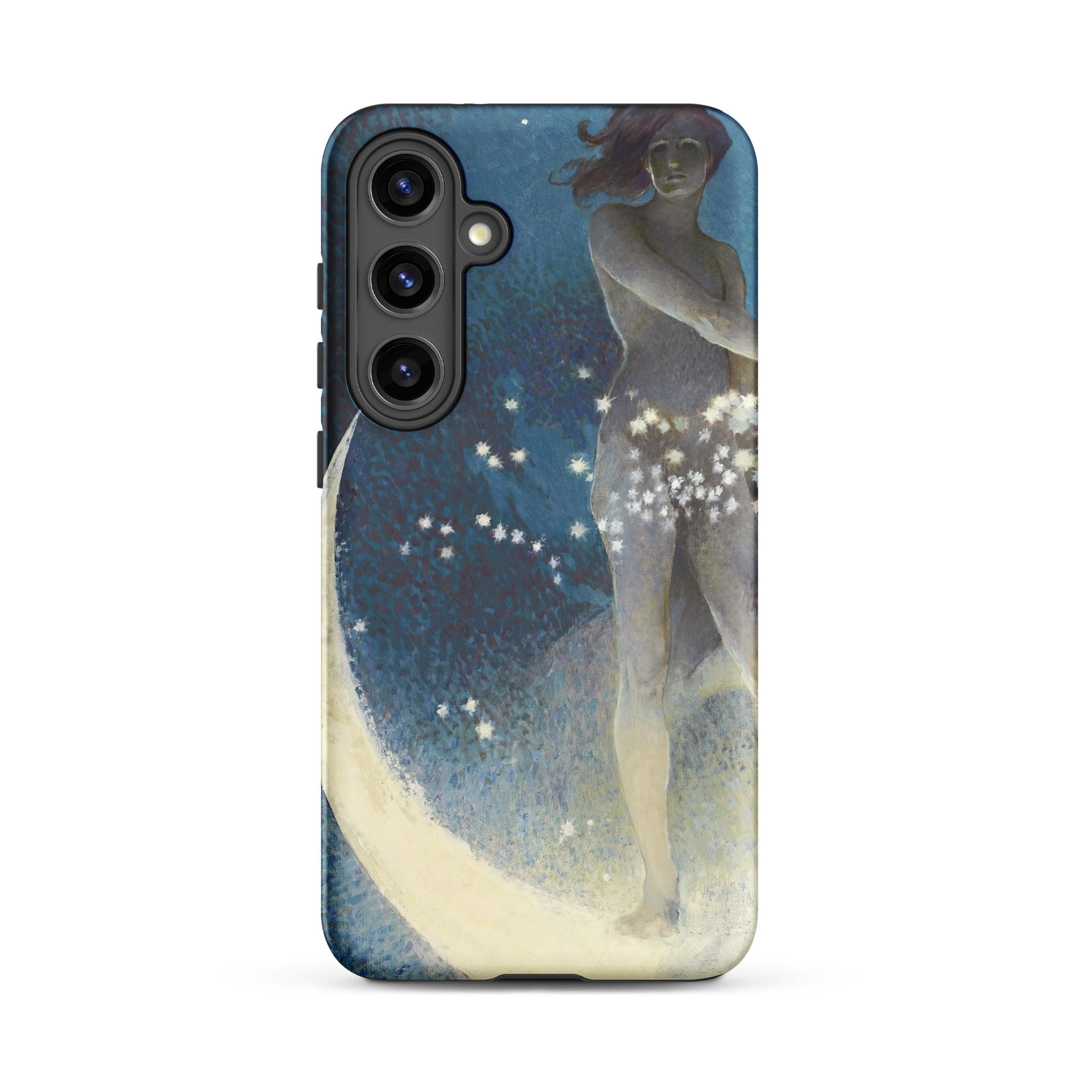 Spring Scattering Stars Edwin Blashfield Samsung Case, Galaxy S24 Plus / Matte, Smartphone Case Artistic Rendition Woman Crescent Moon