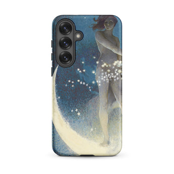 Spring Scattering Stars - Edwin Blashfield Samsung Case, Galaxy S25 Plus / Matte, Smartphone Case Celestial Art Print Woman Crescent Moon