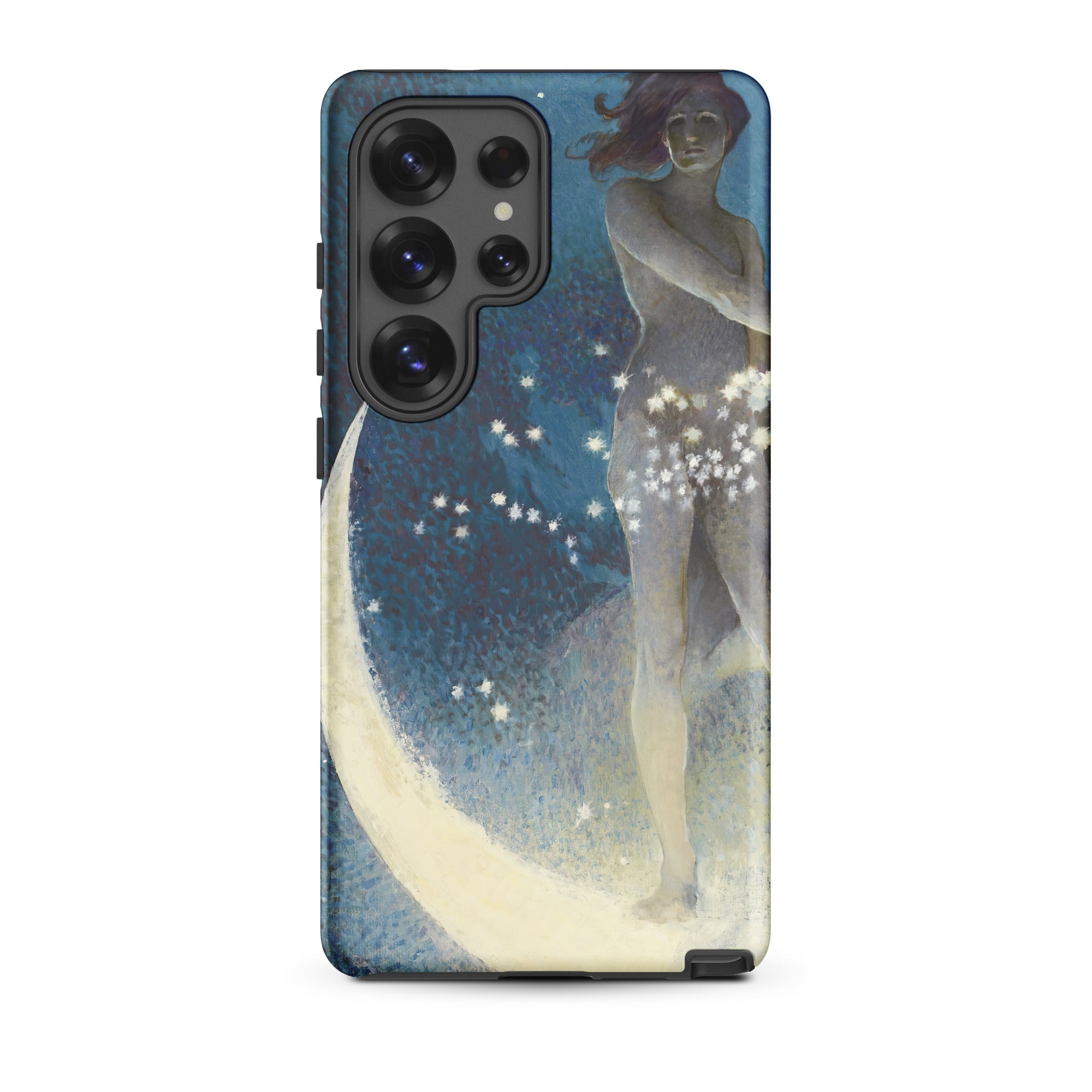 Spring Scattering Stars Edwin Blashfield Samsung Case, Galaxy S25 Ultra / Matte, Smartphone Case Celestial Themed Illustration Woman Moon