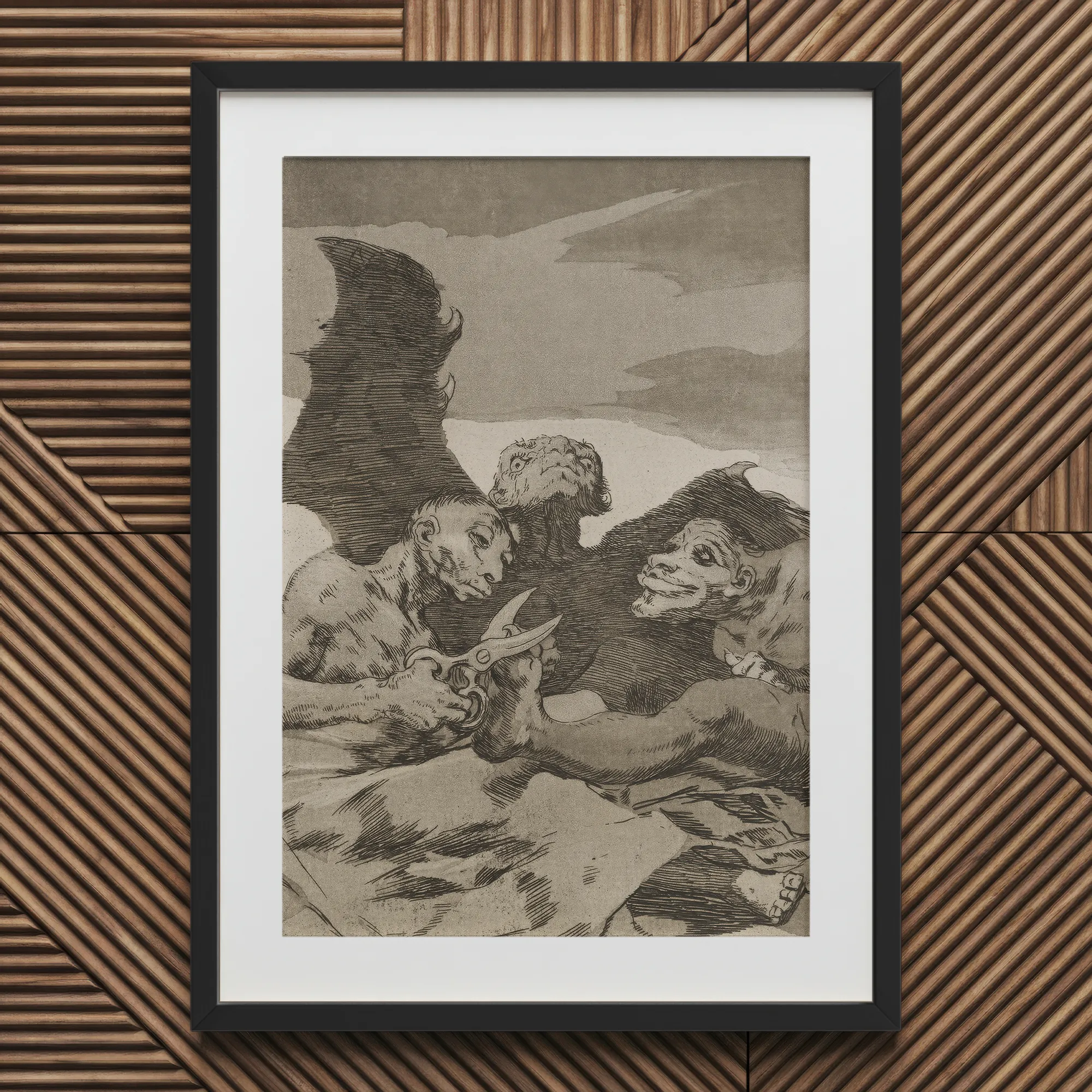 They Spruce Themselves Up - Francisco De Goya Art Print, 20x30’’ / 51x76cm / Black Frame / 2’’ Matboard, Framed Artwork Grotesque Figures