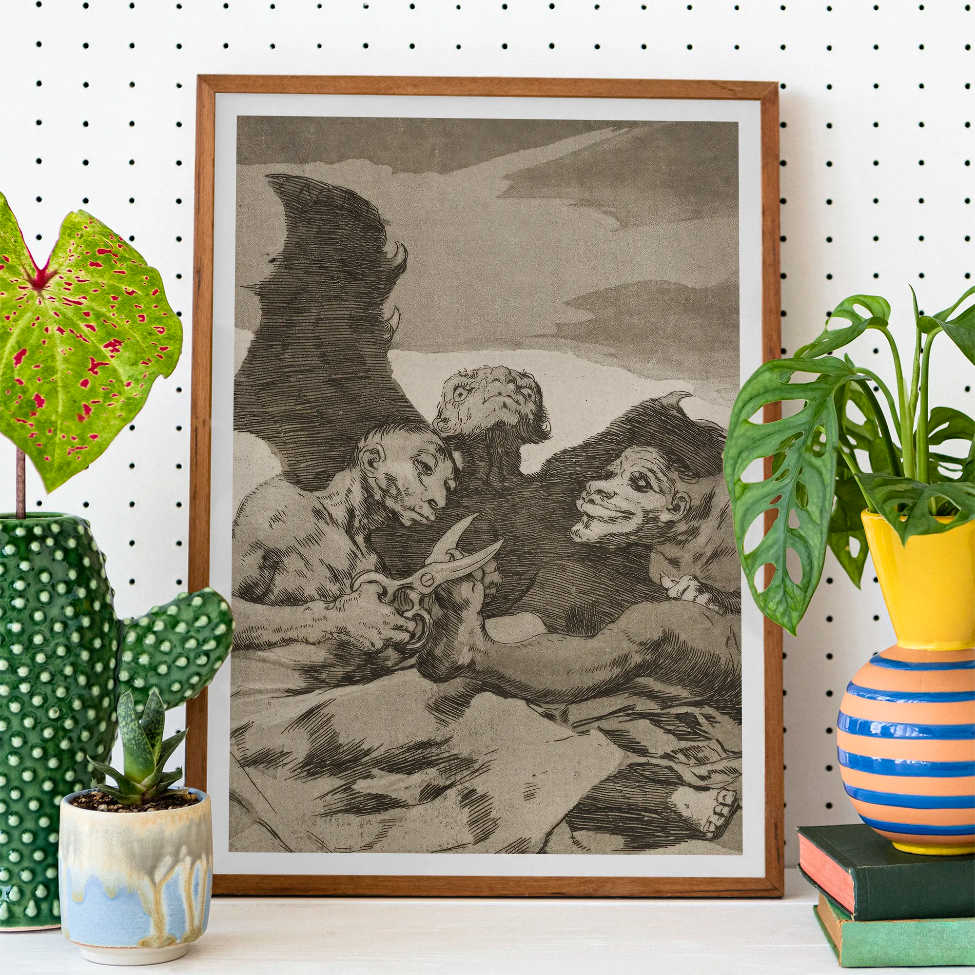 They Spruce Themselves Up - Francisco De Goya Art Print, Framed Goya Print Mythical Creatures Scissors