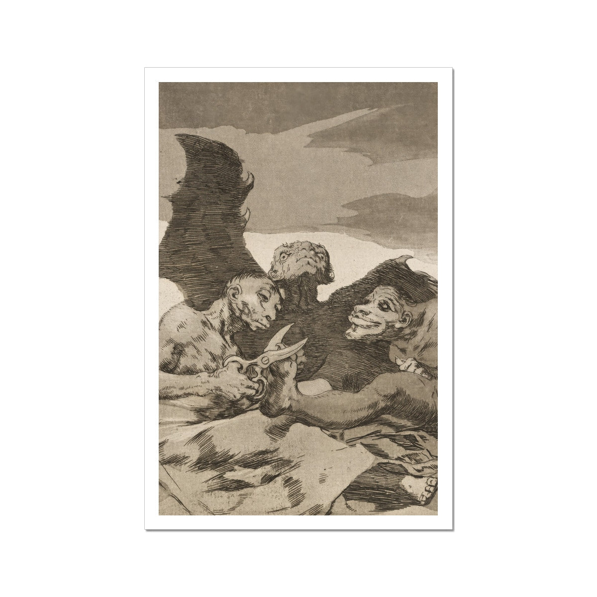 They Spruce Themselves Up - Francisco De Goya Art Print, Grotesque Figures Pair Scissors
