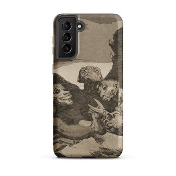 They Spruce Themselves Up - Francisco De Goya Phone Case Samsung Galaxy S21 Plus / Matte Phone Case Sepia-toned Grotesque Figures Scissors