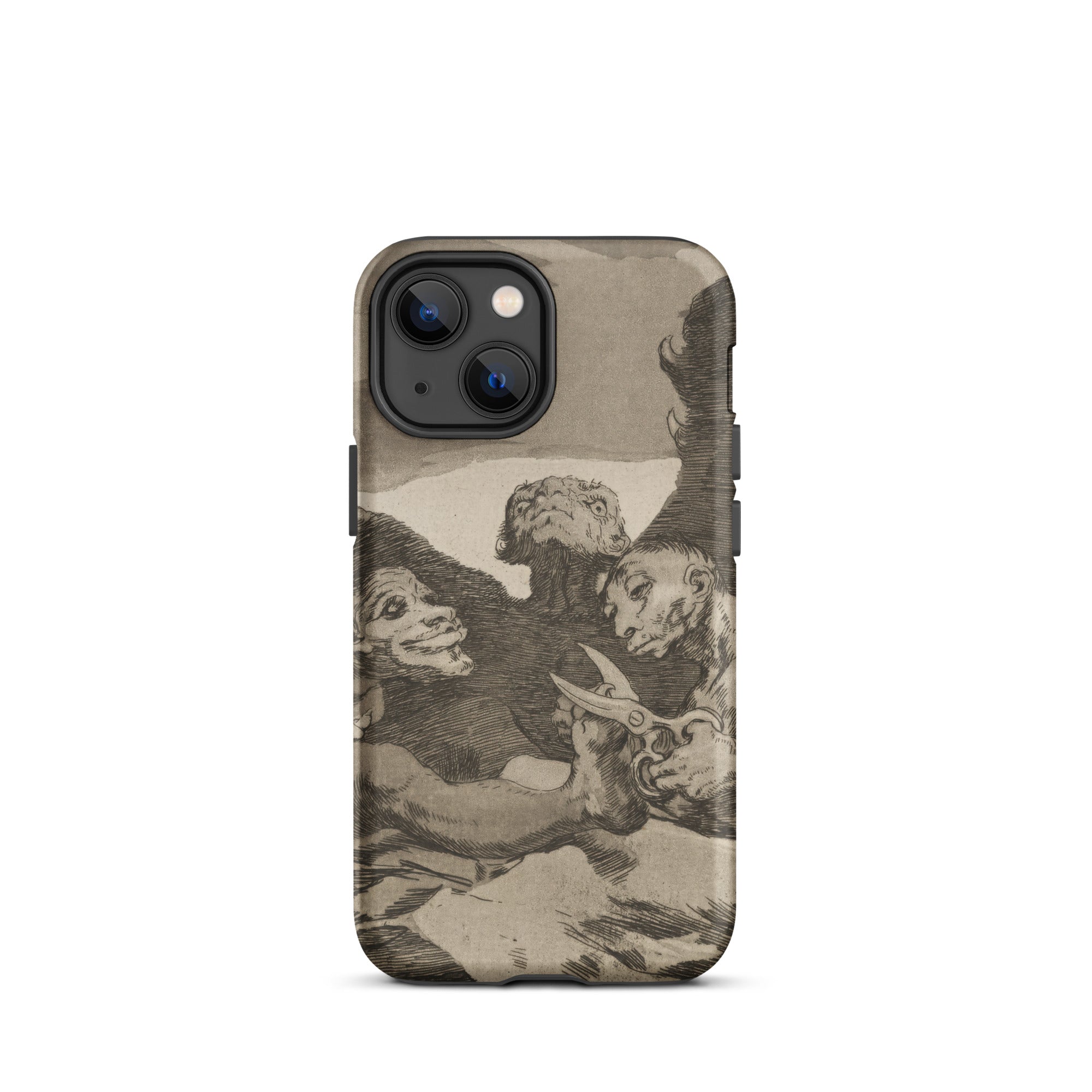 They Spruce Themselves Up - Francisco Goya Iphone Case, 13 Mini / Matte, Black Iphone 15 Case Detailed Illustration Three Grotesque