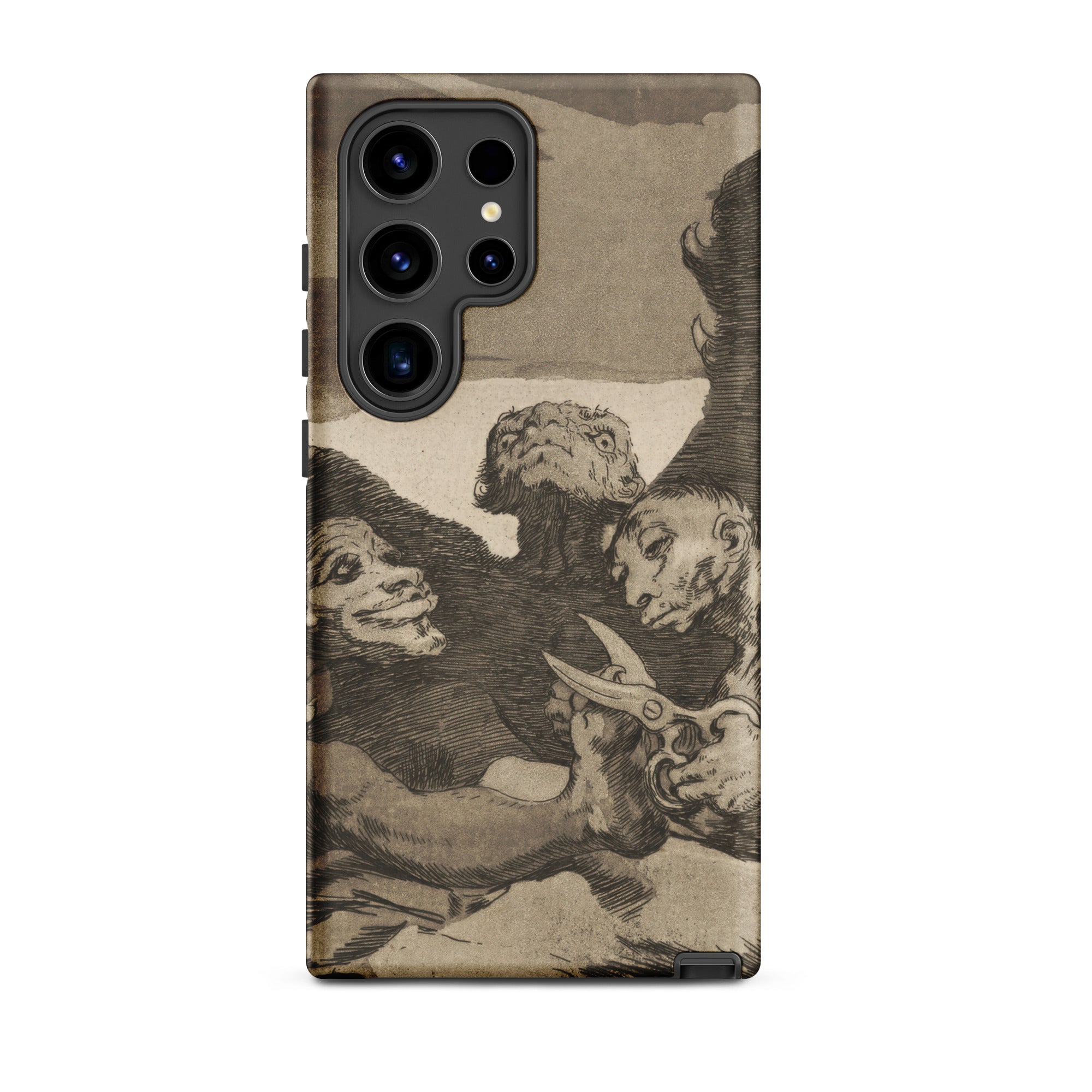 They Spruce Themselves Up - Francisco Goya Samsung Case, Galaxy S24 Ultra / Matte, Smartphone Case Sepia-toned Grotesque Illustration