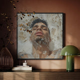 Squeaky Clean - Subtle Gay Art Erotica Framed Canvas, Framed Photograph Person’s Face Closed Eyes Seemingly Underwater
