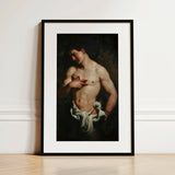 St Sebastian - Johann Carl Loth kunstdruk / Canvas, 12x18’’ / 31x46cm / Zwart frame / Passe-partout, Posterprints & visueel artwork, Toby Leon
