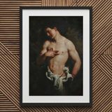 St Sebastian - Johann Carl Loth kunstdruk / Canvas, 20x30’’ / 51x76cm / Zwart frame / Passe-partout, Posterprints & visueel artwork, Toby Leon