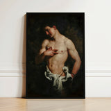 St Sebastian - Johann Carl Loth Art Print / Canvas Black-framed Classical Painting Muscular Nude Male, Fixes, Young Soldier’s Chest,