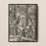 The Staircase with Trophies - Giovanni Battista Piranesi Art Print / Canvas, 12x16’’ / 31x41cm / Framed / Black, Posters Prints & Visual
