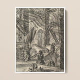 The Staircase with Trophies - Giovanni Battista Piranesi Art Print / Canvas, 12x16’’ / 31x41cm / Framed / White, Posters Prints & Visual