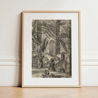 The Staircase with Trophies - Giovanni Battista Piranesi Art Print / Canvas, 12x16’’ / 31x41cm / Natural Frame / Matboard, Posters Prints &