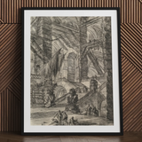 The Staircase with Trophies - Giovanni Battista Piranesi Art Print / Canvas Framed Vast Multi-level Architectural Fantasy Numerous Arches