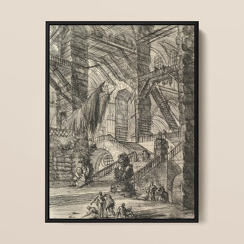 The Staircase with Trophies - Giovanni Battista Piranesi Art Print / Canvas 12x16’’ / 31x41cm / Black Frame Black-framed Architectural