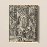 The Staircase with Trophies - Giovanni Battista Piranesi Art Print / Canvas 12x16’’ / 31x41cm / Natural Frame Framed Black-and-white