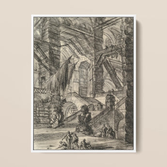 The Staircase with Trophies - Giovanni Battista Piranesi Framed Canvas, 12x16’’ / 31x41cm / White Floating Frame, Framed Print