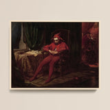 Stańczyk - Jan Alojzy Matejko Framed Canvas, 16x12’’ / 41x31cm / Natural Floating Frame, Painting Jester Red Costume Chair