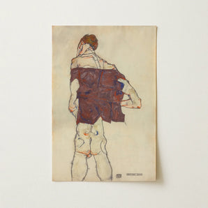 Standing Man (1913) - Egon Schiele Art Print / Canvas Vintage-style Figure Expressive Painterly Style Bold Red