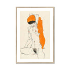 Standing Nude with Orange Drapery - Egon Schiele Art Print