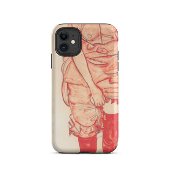 Standing Woman in Red - Egon Schiele Iphone Case, 11 / Matte, Iphone Beige Case Red Abstract Artistic Design