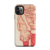 Standing Woman in Red - Egon Schiele Iphone Case, 11 Pro Max / Matte, Iphone Case Person Red Dress Stockings