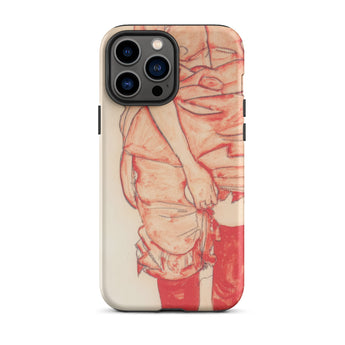 Standing Woman in Red - Egon Schiele Iphone Case, 13 Pro Max / Matte, Iphone Phone Case Partial Art Print Person Red