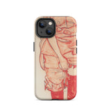 Standing Woman in Red - Egon Schiele Iphone Case, 14 / Matte, Iphone Case Reddish-pink Abstract Figure