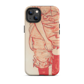 Standing Woman in Red - Egon Schiele Iphone Case, 14 Plus / Matte, Iphone Case Abstract Red Beige Design