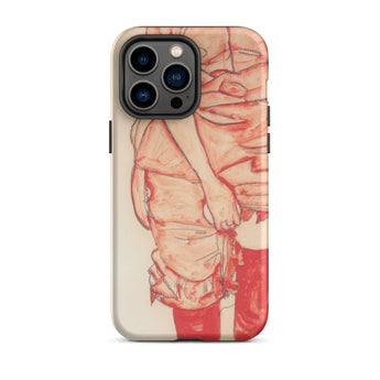 Standing Woman in Red - Egon Schiele Iphone Case, 14 Pro Max / Matte, Iphone Case Artistic Sketch Person Red Stockings