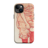 Standing Woman in Red - Egon Schiele Iphone Case, 15 Plus / Matte, Protective Phone Case Abstract Reddish-orange Person Waist Hand