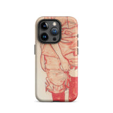 Standing Woman in Red - Egon Schiele Iphone Case, 15 Pro / Matte, White Iphone Case Red Beige Abstract Person