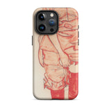Standing Woman in Red - Egon Schiele Iphone Case, 15 Pro Max / Matte, Iphone Case Red Sketch Person
