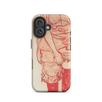 Standing Woman in Red - Egon Schiele Iphone Case, 16 / Matte, Beige Phone Case Red Pink Abstract Art Design